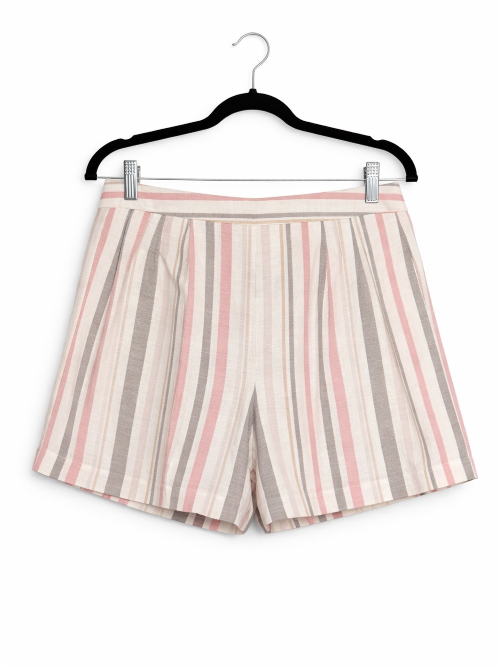 Lush Striped Pull-On Bermuda Shorts in Pink, Beige & Gray - Picture 4 of 5
